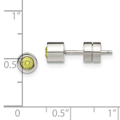 Chisel Green CZ August Birthstone Post Earrings Stainless Steel Polished