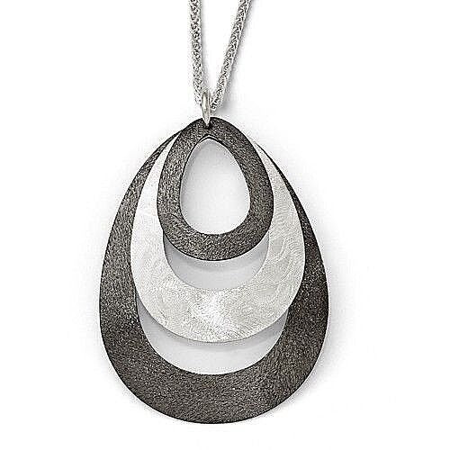 Laser Textured Sterling Silver Pendant Necklace