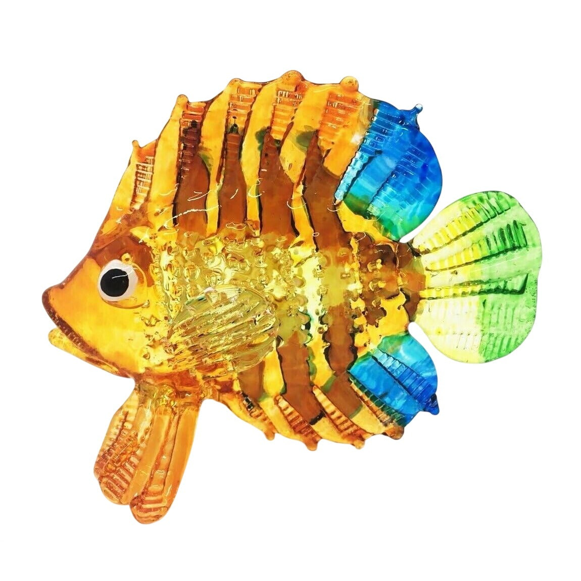 Hand Blown Glass Regal Angelfish Figurine 2¾" Yellow Blue Green Tropical Decor