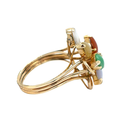 Multicolor Cluster Gemstone & Diamond 14k Yellow Gold Ring 5.9g Size 7.75