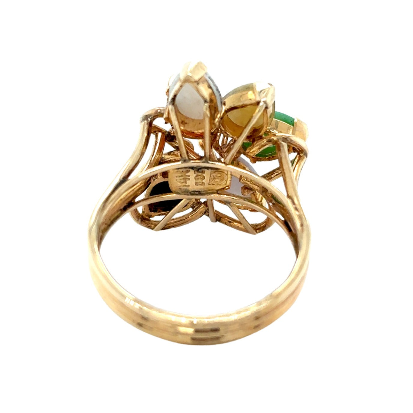 Multicolor Cluster Gemstone & Diamond 14k Yellow Gold Ring 5.9g Size 7.75