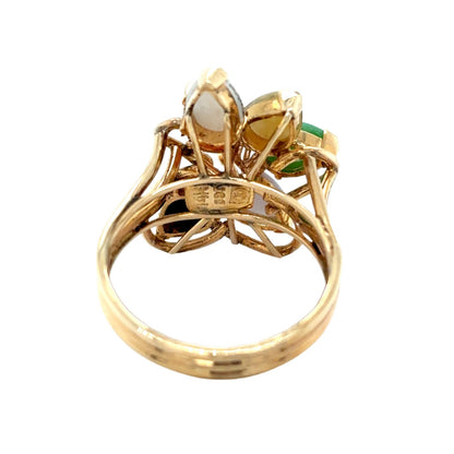 Multicolor Cluster Gemstone & Diamond 14k Yellow Gold Ring 5.9g Size 7.75