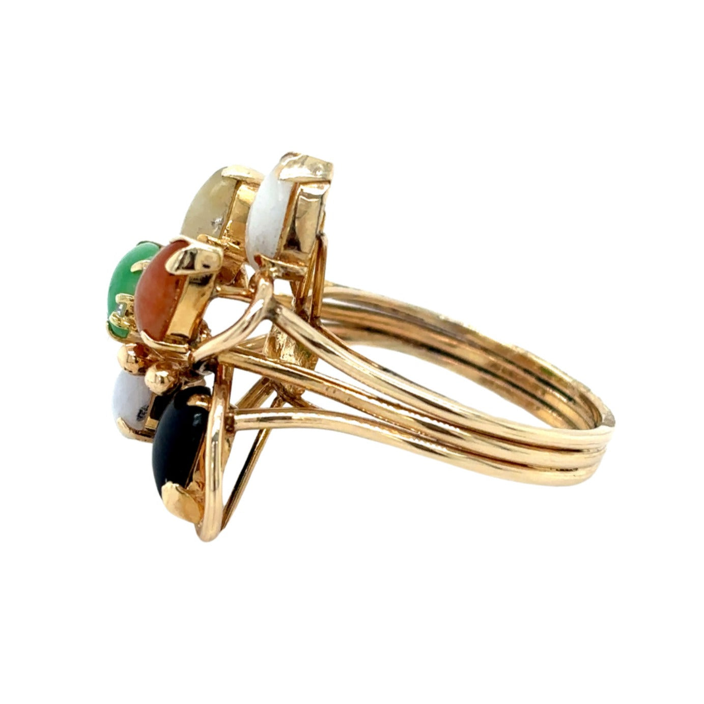 Multicolor Cluster Gemstone & Diamond 14k Yellow Gold Ring 5.9g Size 7.75