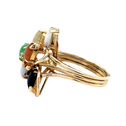 Multicolor Cluster Gemstone & Diamond 14k Yellow Gold Ring 5.9g Size 7.75