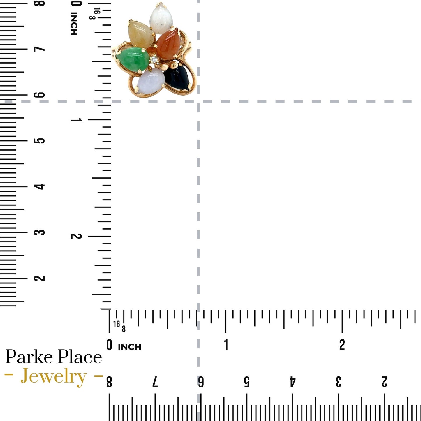 Multicolor Cluster Gemstone & Diamond 14k Yellow Gold Ring 5.9g Size 7.75