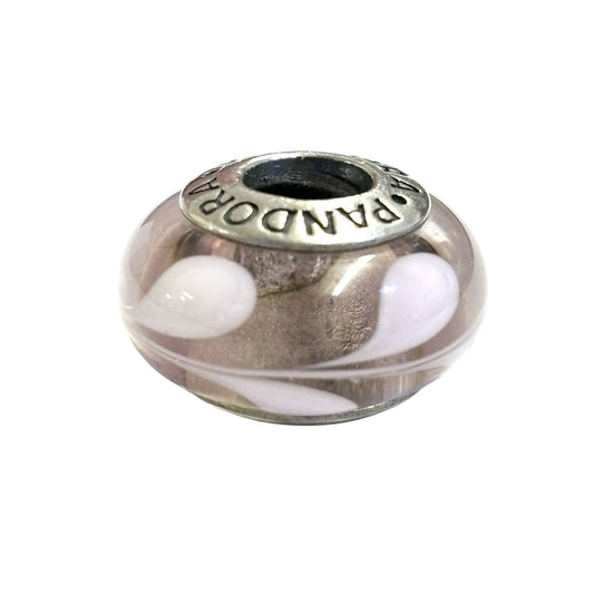 Pandora Pink Swirly Swirl Murano Glass Charm Bead Sterling Silver