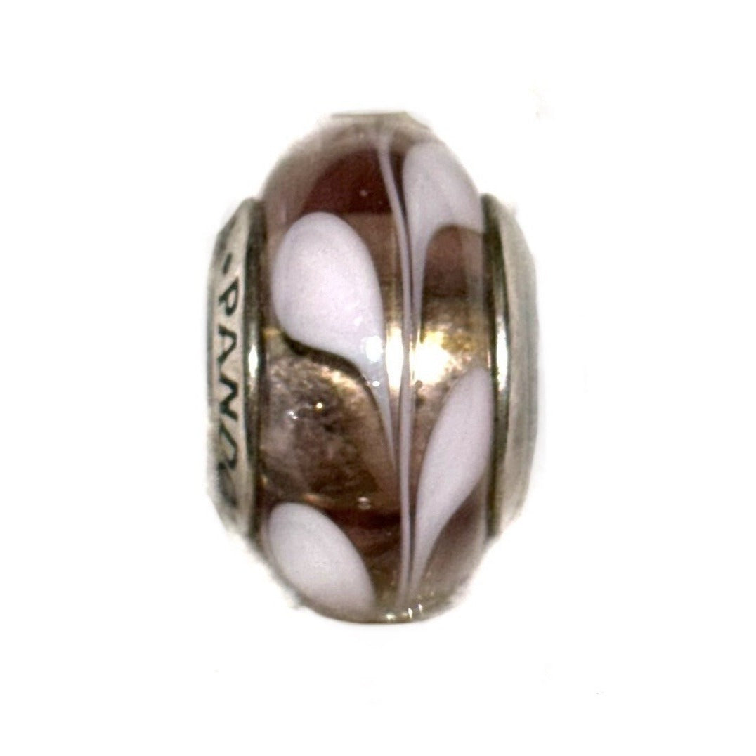 Pandora Pink Swirly Swirl Murano Glass Charm Bead Sterling Silver
