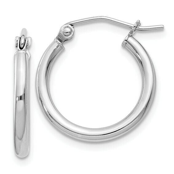 Sterling Silver Rhodium-Plated 2mm Round Hoop Earrings