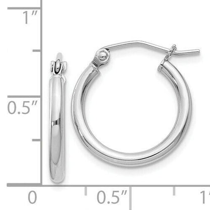 Sterling Silver Rhodium-Plated 2mm Round Hoop Earrings