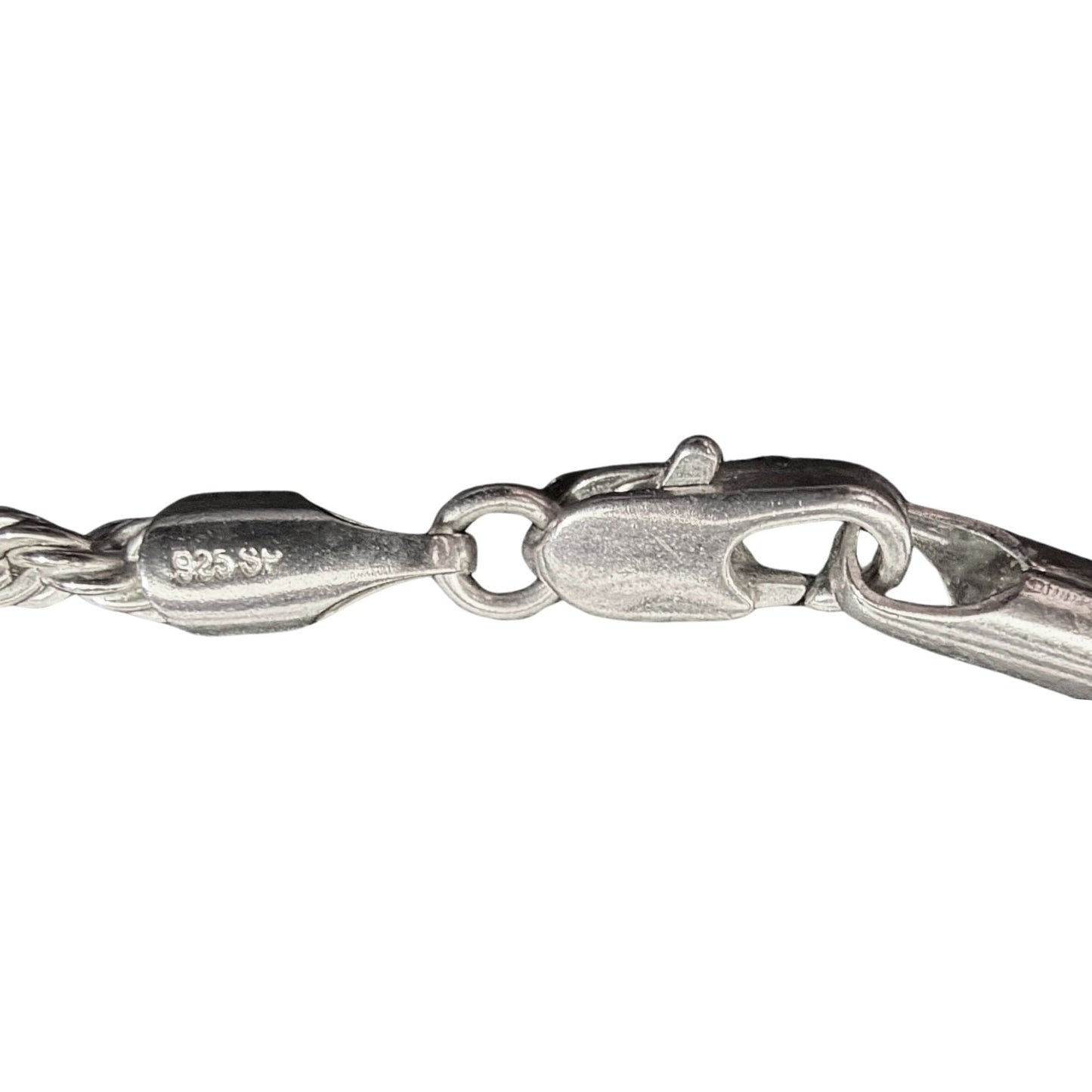 Sterling Silver Extra Large Alligator Tooth Pendant Necklace Red Eye & 24" Rope Chain