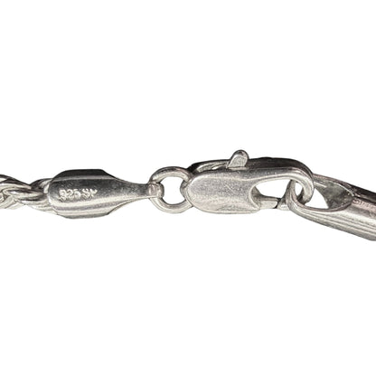 Sterling Silver Extra Large Alligator Tooth Pendant Necklace Red Eye & 24" Rope Chain