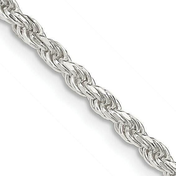 Sterling Silver 2.75mm Diamond-Cut Rope Chain Necklace 24 Inches