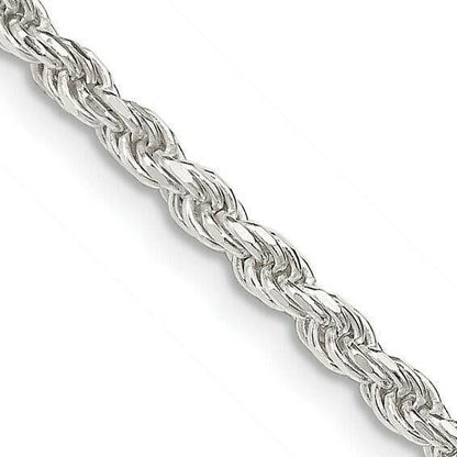 Sterling Silver 2.75mm Diamond-Cut Rope Chain Necklace 24 Inches