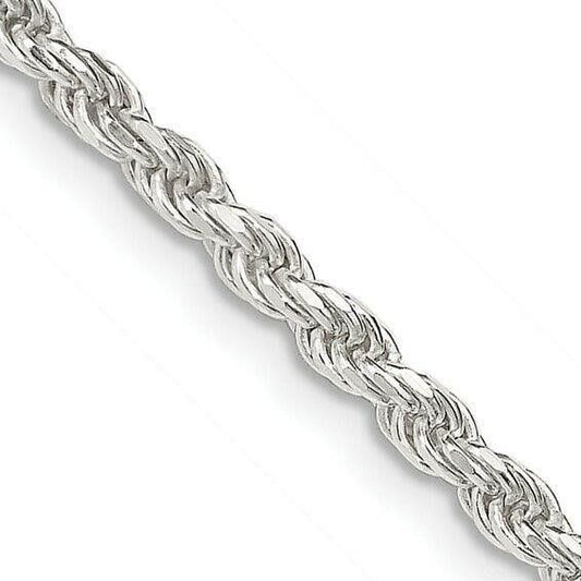 Sterling Silver 2.75mm Diamond-Cut Rope Chain Necklace 24 Inches