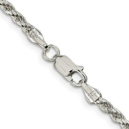 Sterling Silver 2.75mm Diamond-Cut Rope Chain Necklace 24 Inches