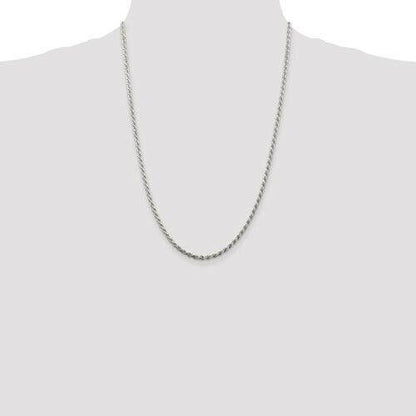Sterling Silver 2.75mm Diamond-Cut Rope Chain Necklace 24 Inches