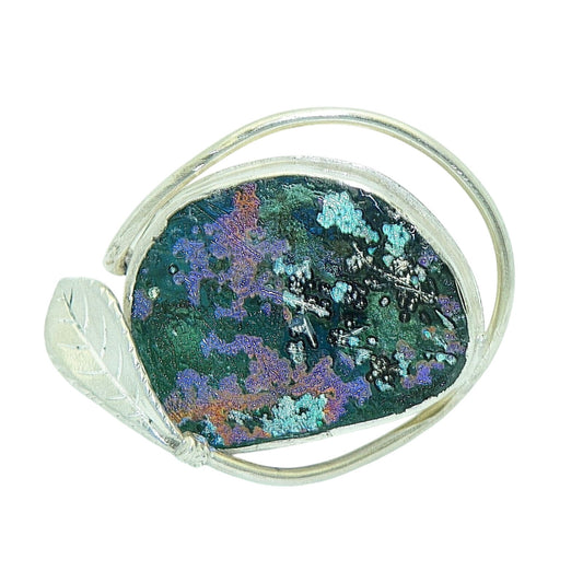 Handcrafted Sterling Silver Leaf Pendant/Pin With Multicolor Glass Stone Design 14.0g Dual Use Jewelry Piece Elegant Accessory