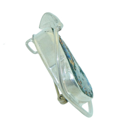 Handcrafted Sterling Silver Leaf Pendant/Pin With Multicolor Glass Stone Design 14.0g Dual Use Jewelry Piece Elegant Accessory