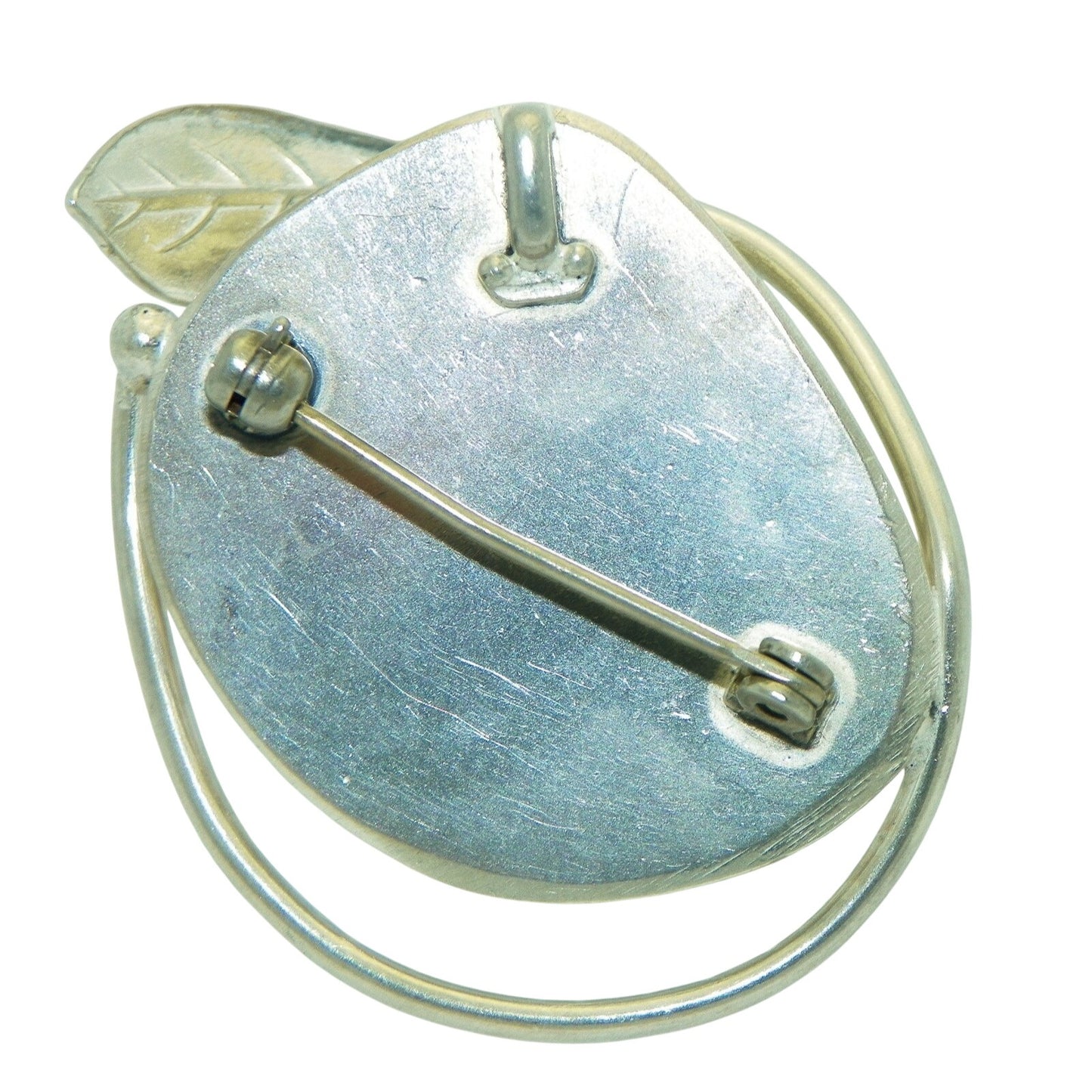 Handcrafted Sterling Silver Leaf Pendant/Pin With Multicolor Glass Stone Design 14.0g Dual Use Jewelry Piece Elegant Accessory