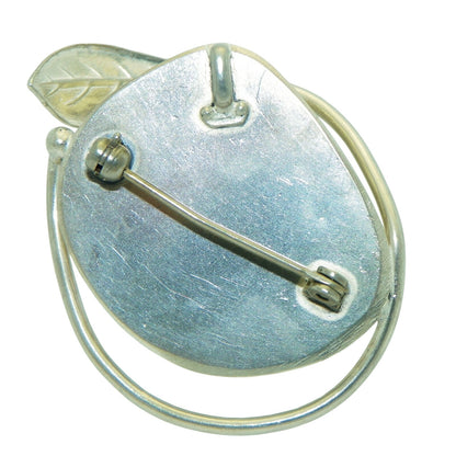 Handcrafted Sterling Silver Leaf Pendant/Pin With Multicolor Glass Stone Design 14.0g Dual Use Jewelry Piece Elegant Accessory
