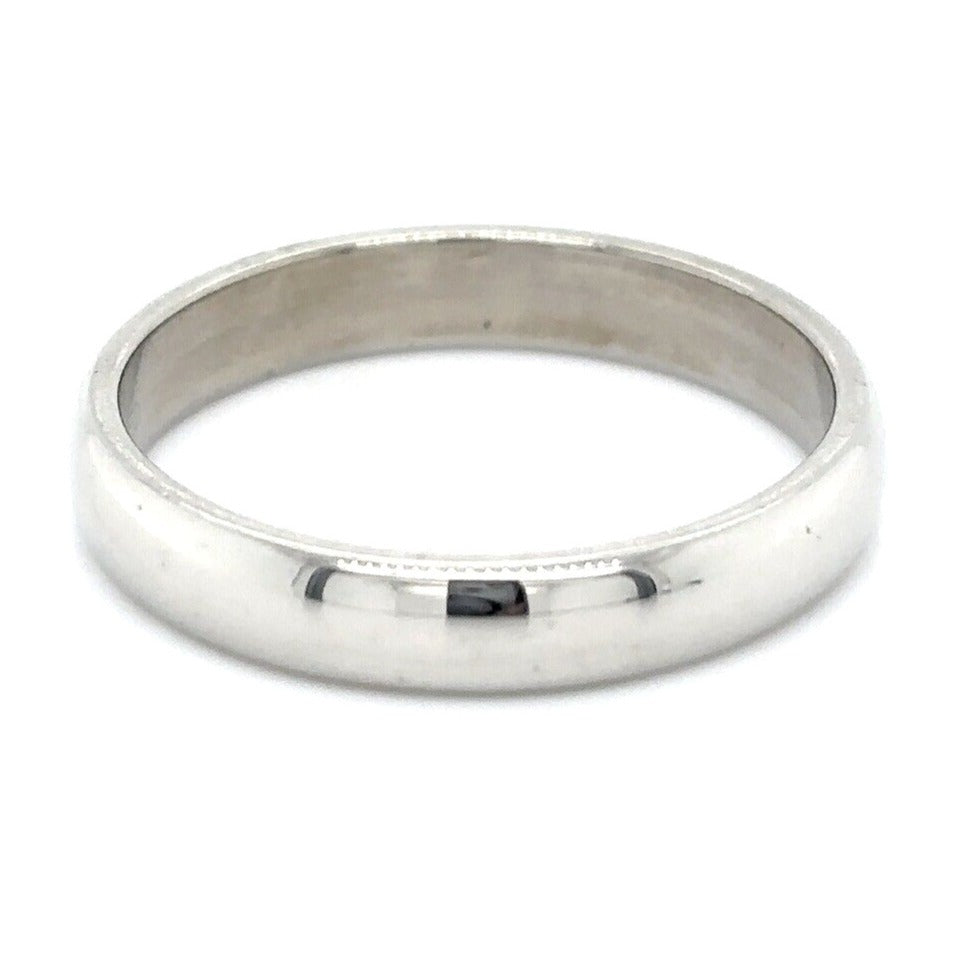 3.9mm Wedding Band Ring 14k White Gold 3.9g Size 8.75