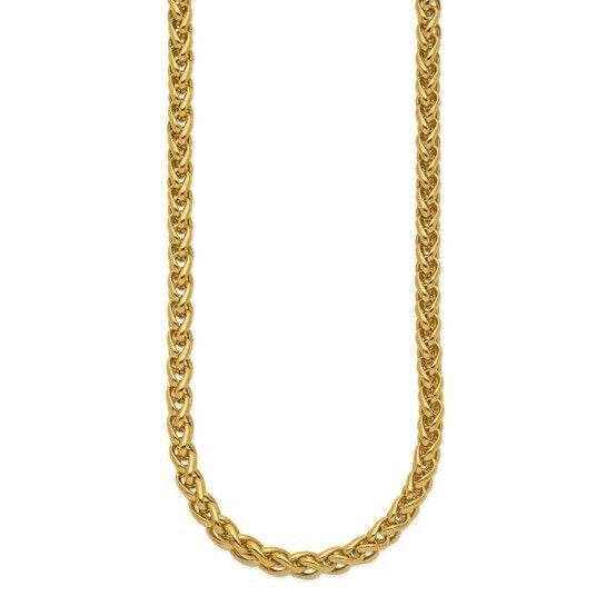 Chisel Stainless Steel Yellow IP-plated 6mm Spiga 24 inch Chain Necklace