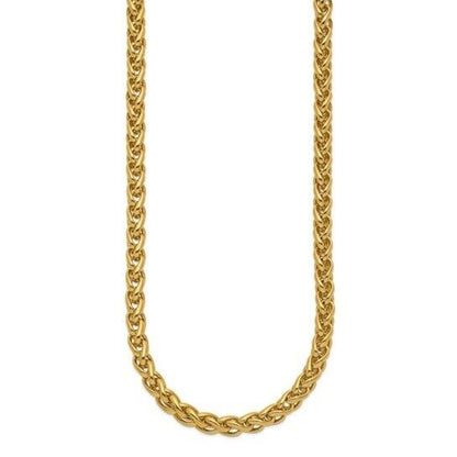 Chisel Stainless Steel Yellow IP-plated 6mm Spiga 24 inch Chain Necklace