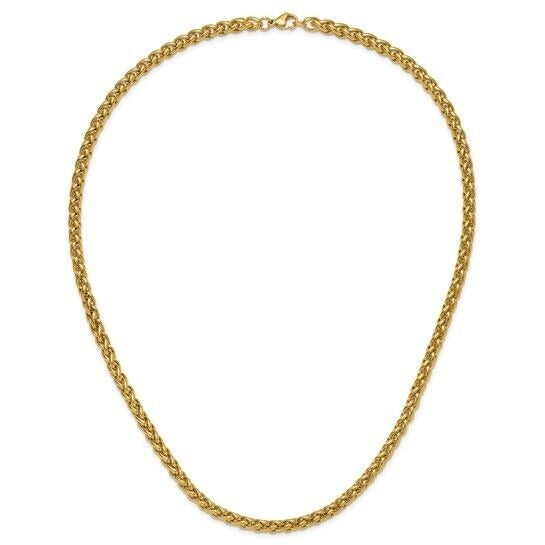Chisel Stainless Steel Yellow IP-plated 6mm Spiga 24 inch Chain Necklace