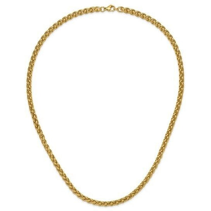 Chisel Stainless Steel Yellow IP-plated 6mm Spiga 24 inch Chain Necklace