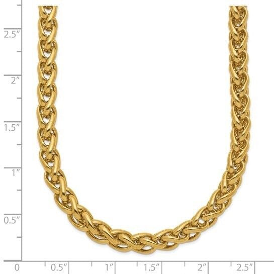 Chisel Stainless Steel Yellow IP-plated 6mm Spiga 24 inch Chain Necklace