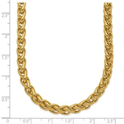 Chisel Stainless Steel Yellow IP-plated 6mm Spiga 24 inch Chain Necklace