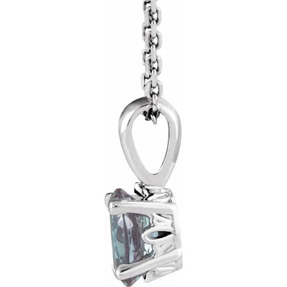 June Birthstone Lab-Grown Alexandrite 16-18" Necklace .925 Sterling Silver