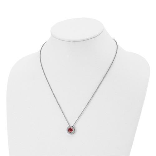 July Red Birthstone Pendant 20 inch Loose Rope Chain Stainless Steel