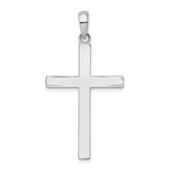 Sterling Silver Latin Cross Pendant Textured Back 1.5 Inch Long