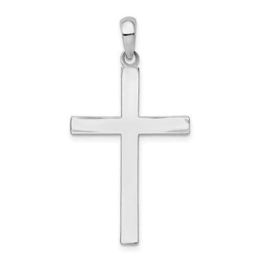 Sterling Silver Latin Cross Pendant Textured Back 1.5 Inch Long
