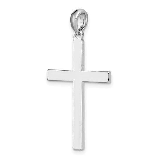 Sterling Silver Latin Cross Pendant Textured Back 1.5 Inch Long
