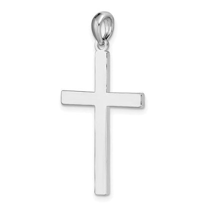 Sterling Silver Latin Cross Pendant Textured Back 1.5 Inch Long
