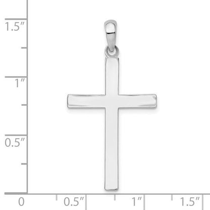 Sterling Silver Latin Cross Pendant Textured Back 1.5 Inch Long