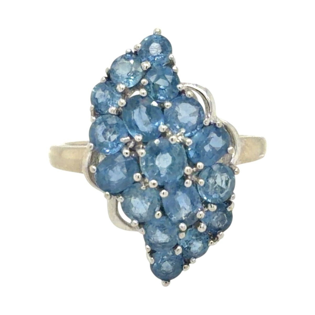 Created Blue Sapphire 10k White Gold Ring 3.1g Size 5