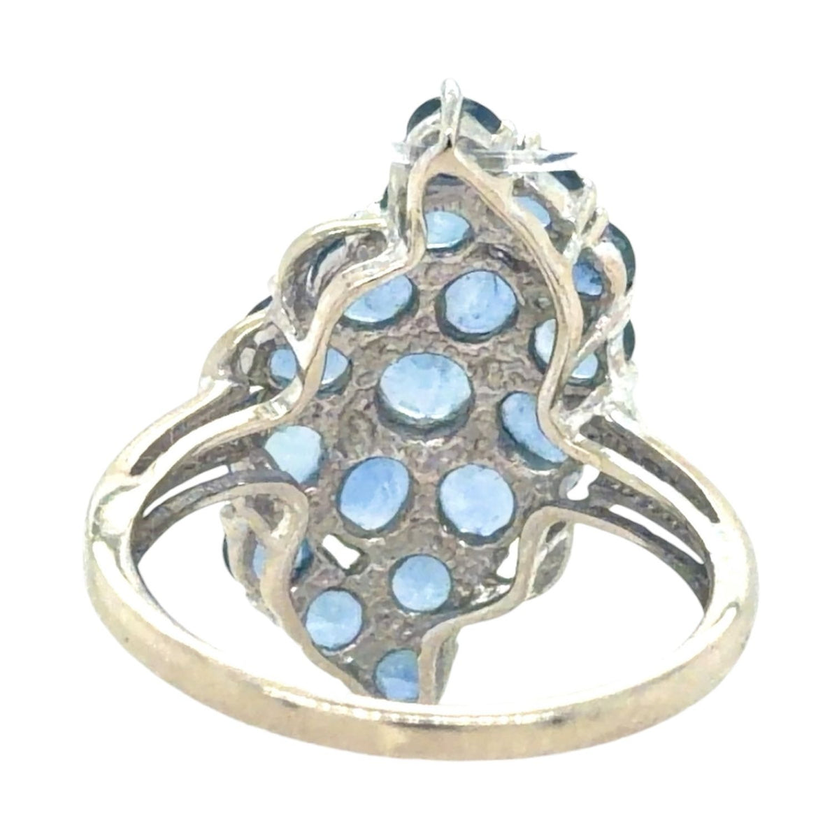 Created Blue Sapphire 10k White Gold Ring 3.1g Size 5