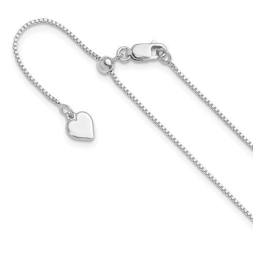 Leslies Sterling Silver Adjustable .85mm 22-Inch Box Chain Necklace With Heart Charm