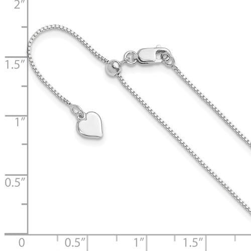 Leslies Sterling Silver Adjustable .85mm 22-Inch Box Chain Necklace With Heart Charm
