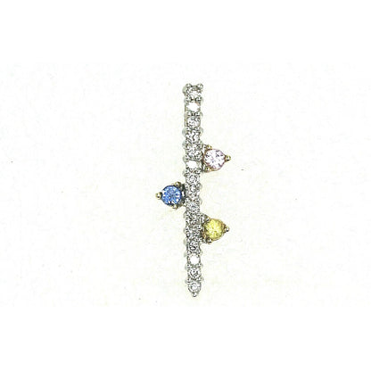 Sapphire and Diamond Pendant REAL SOLID 10 k White GOLD 1.1 g