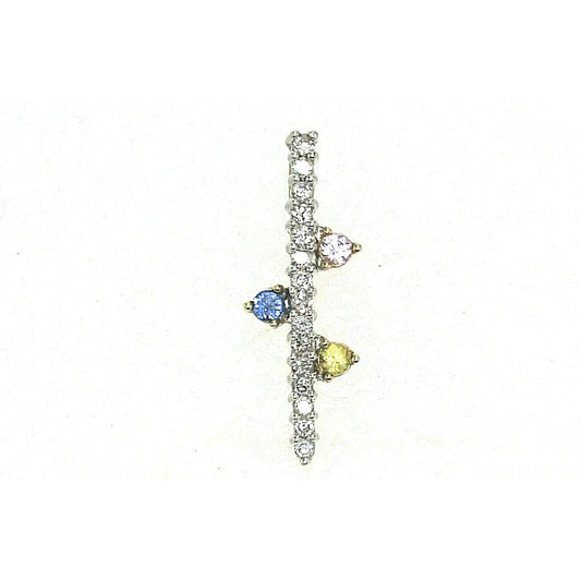 Sapphire and Diamond Pendant REAL SOLID 10 k White GOLD 1.1 g