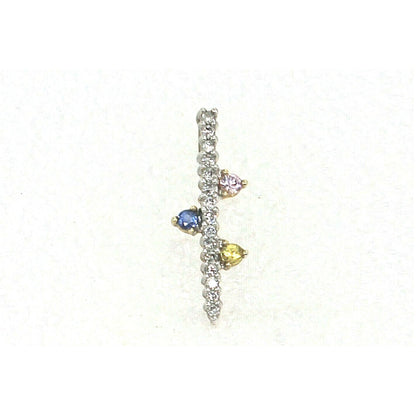 Sapphire and Diamond Pendant REAL SOLID 10 k White GOLD 1.1 g