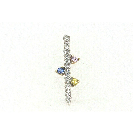 Sapphire and Diamond Pendant REAL SOLID 10 k White GOLD 1.1 g