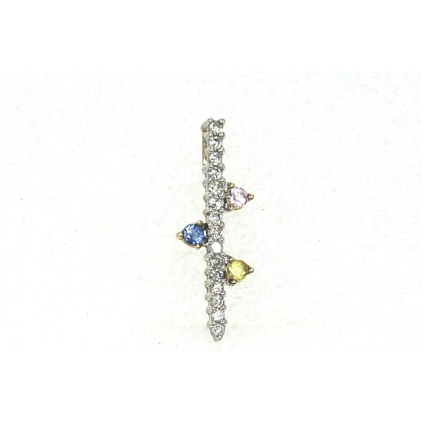 Sapphire and Diamond Pendant REAL SOLID 10 k White GOLD 1.1 g
