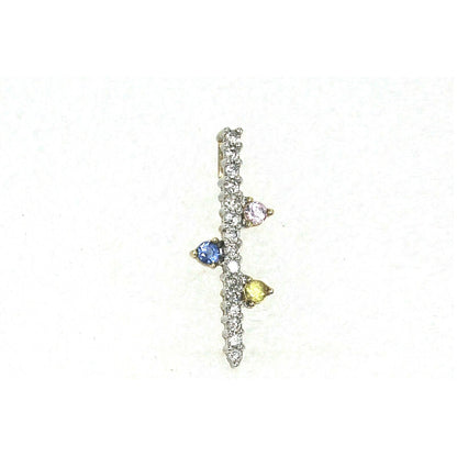 Sapphire and Diamond Pendant REAL SOLID 10 k White GOLD 1.1 g
