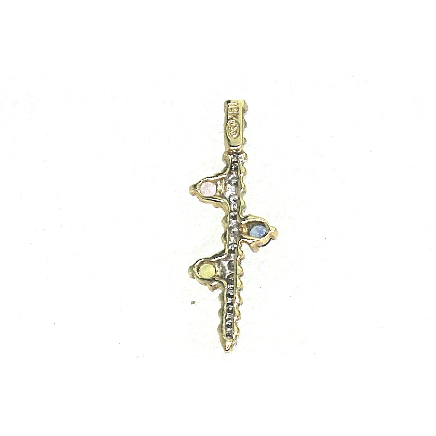 Sapphire and Diamond Pendant REAL SOLID 10 k White GOLD 1.1 g