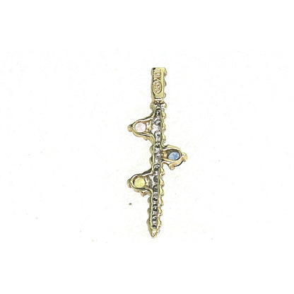 Sapphire and Diamond Pendant REAL SOLID 10 k White GOLD 1.1 g